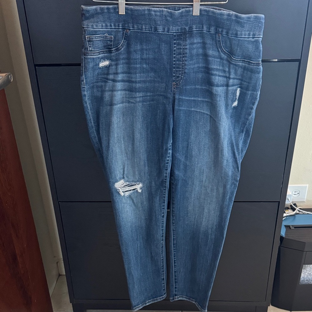 Chico's Blue Distressed Stretch Jeggings
